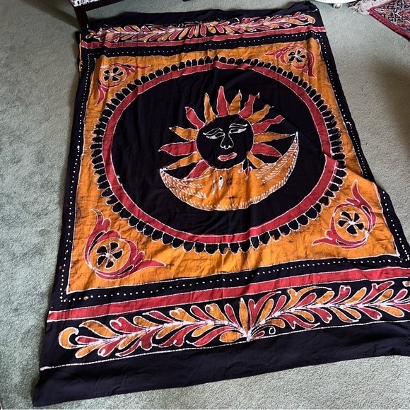 Gypsy Rose Sunshine Tapestry Black Orange Red 85x53” - Picture 5 of 9